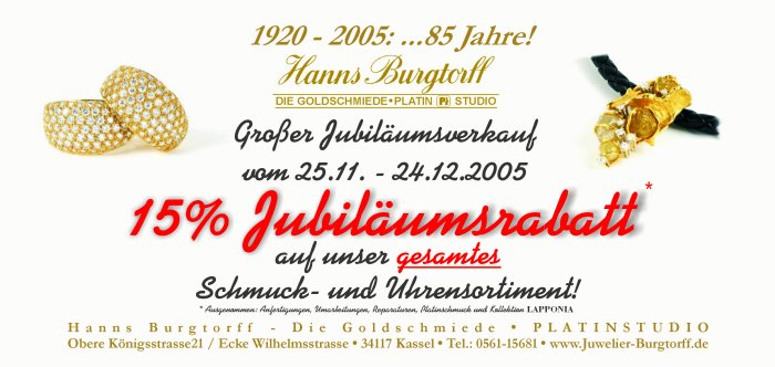 Der grosse Jubilumsverkauf 2005!