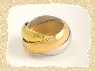 Rollring aus dreifarbigem Gold