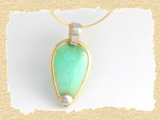 Anhnger - China-Jade in Gelbgold mit Platin