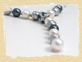 Perlencollier mit Schliee aus Weigold mit Diamanten